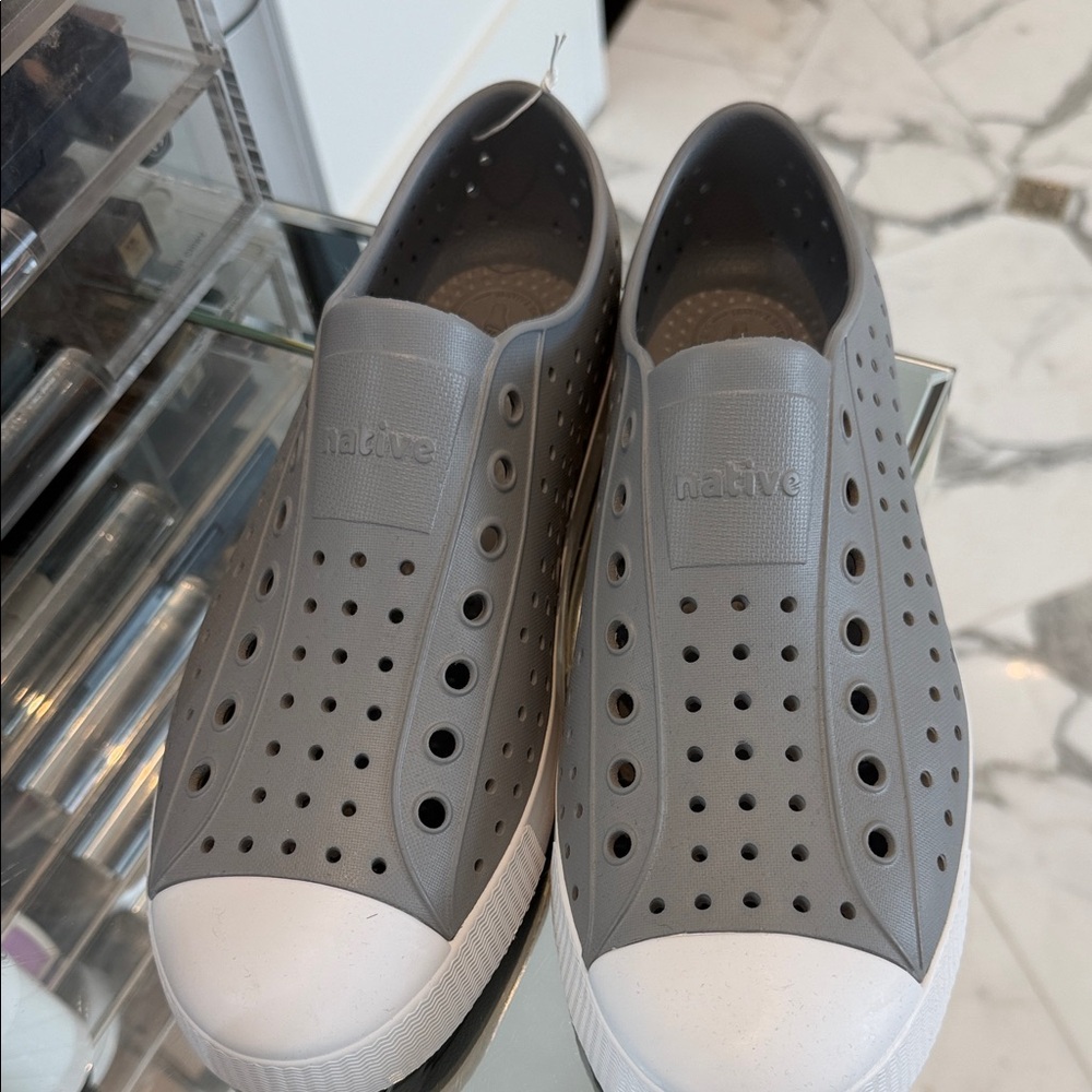 Native Men's Gray and White Slip-On Sneakers